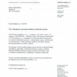 Oznámení o přerušení elektrické energie Chvalšovické chalupy dne 30.08.2011